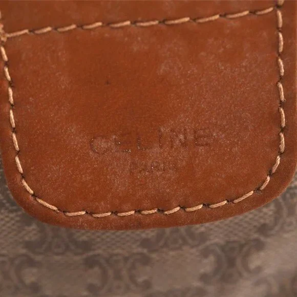 CELINE Vintage Macadam Blason Pattern Hand Boston Bag PVC Leather Beige … - Picture 8 of 12